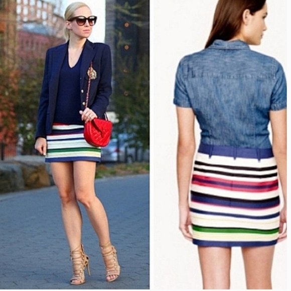 J. Crew Multi-Color Striped Mini Skirt - Picture 1 of 9